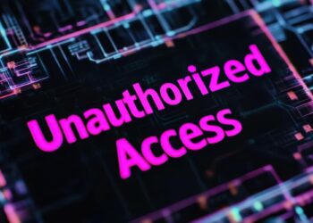 Siyah arka plan üzerinde pembe renkli unauthorized access yazısı.