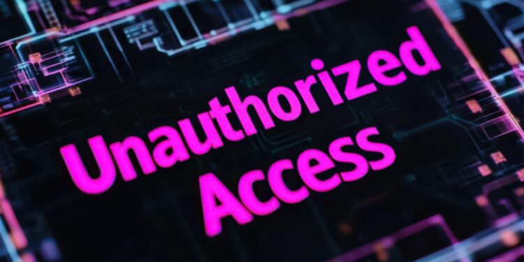 Siyah arka plan üzerinde pembe renkli unauthorized access yazısı.