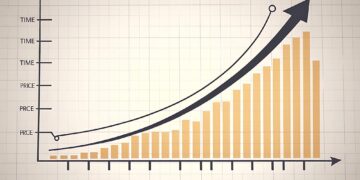 Üzerinde 'INFLATION' yazısı ve yükselen turuncu sütun grafikleri bulunan çizim.